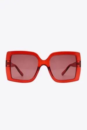 70's Hollywood Red Acetate Lens Square Frame Sunglasses