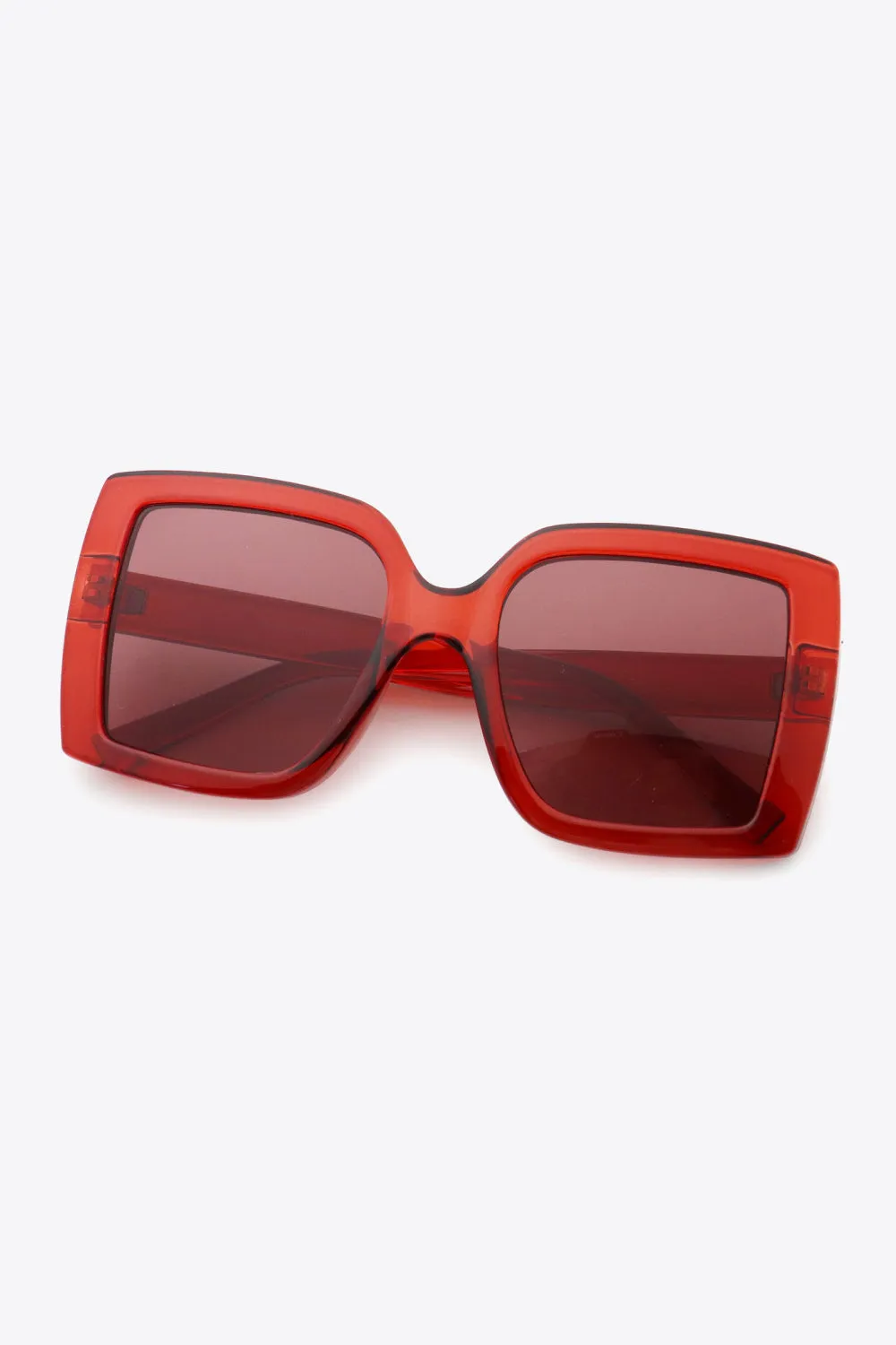 70's Hollywood Red Acetate Lens Square Frame Sunglasses