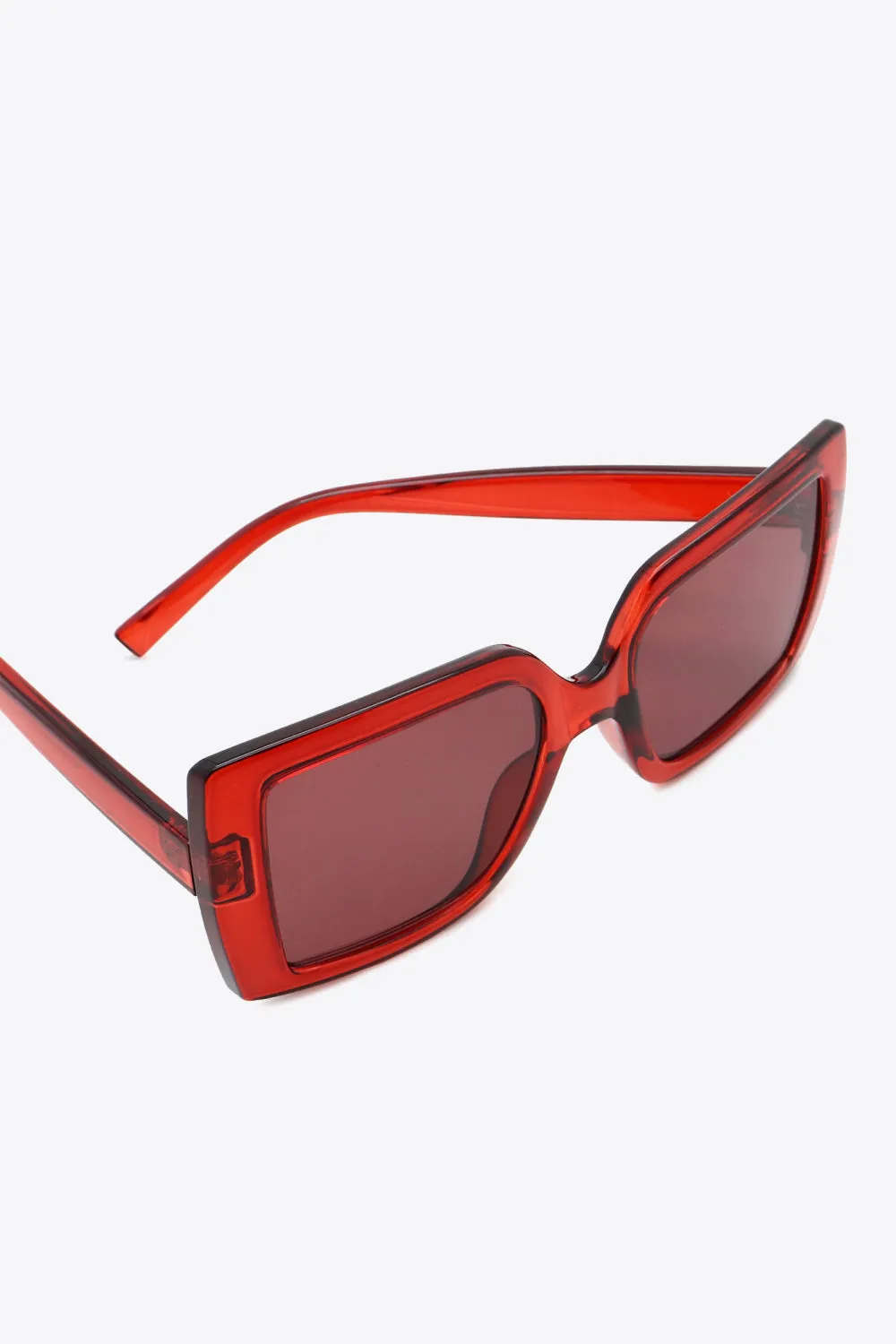 70's Hollywood Red Acetate Lens Square Frame Sunglasses