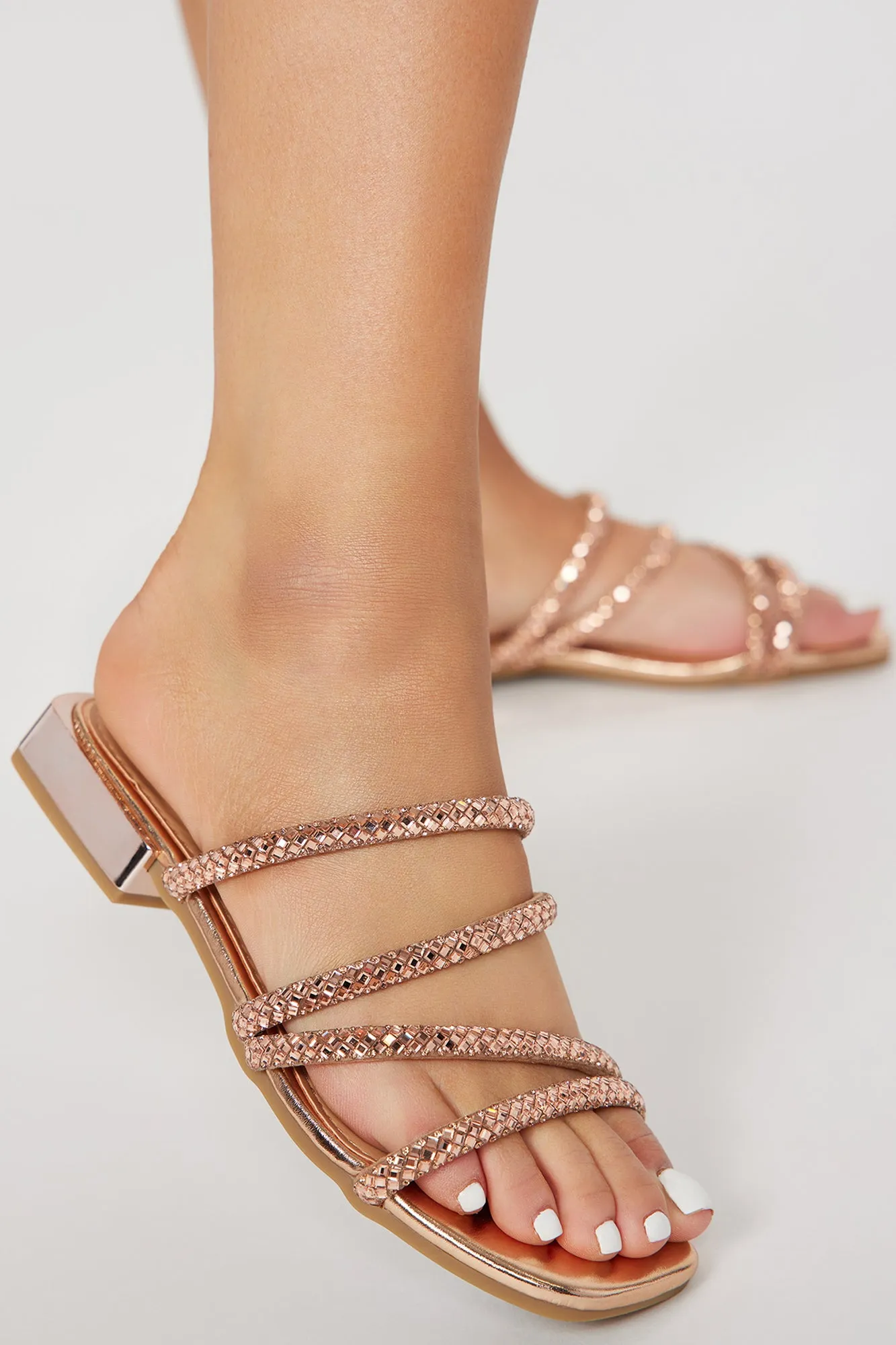 Adalynn Embellished Sandals - Rose Gold