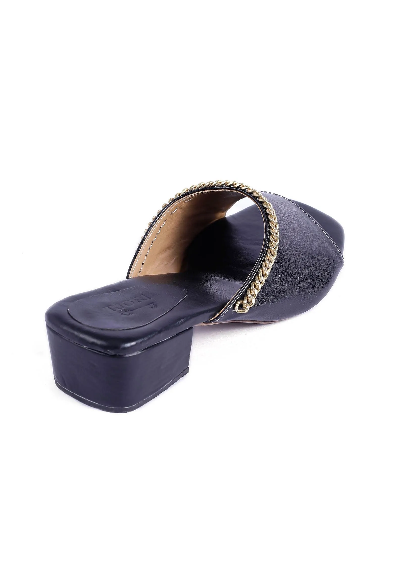 Bella Black Cold Chain Cruelty-Free Leather Heels