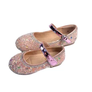 Clear Stone Flat Shoes in Pink