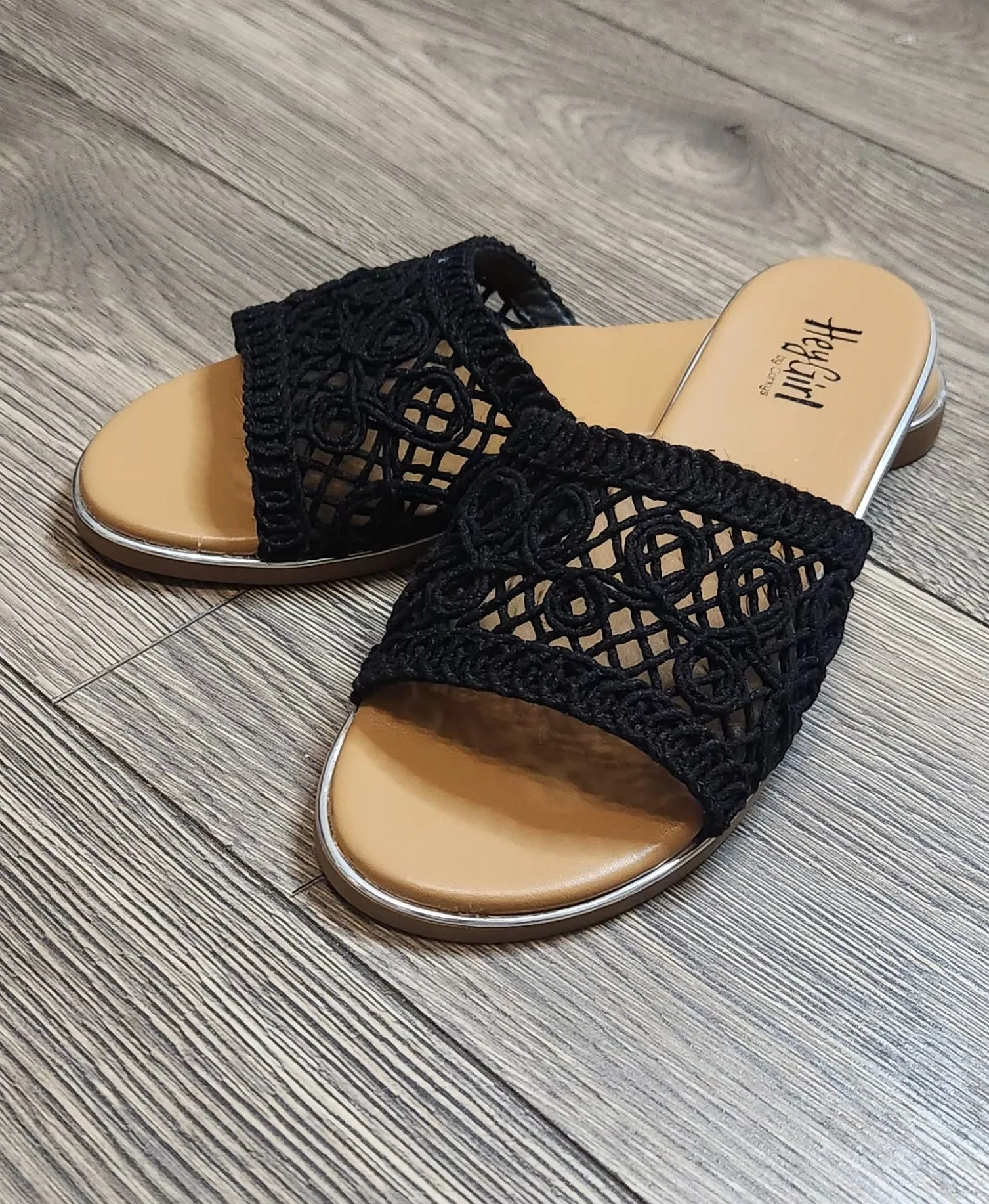 Corky's Black Hey Beach Crochet Sandals