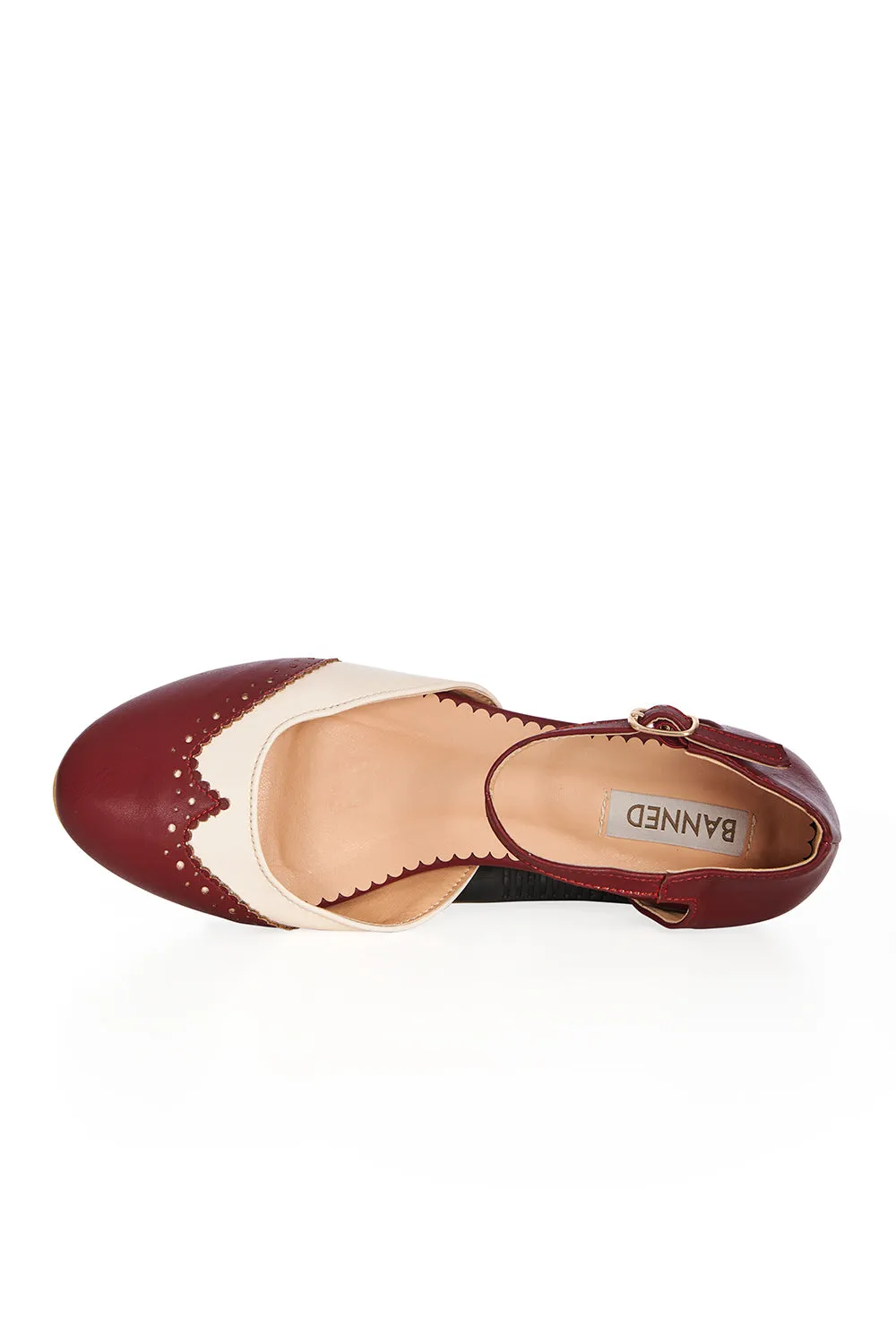 Dapper Dancemates Brogue Sandals in Burgundy by Banned