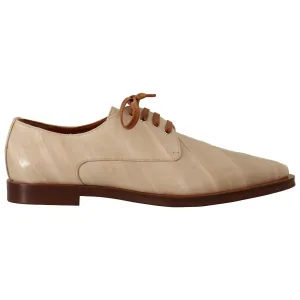 Dolce & Gabbana Elegant Beige Eel Leather Formal Flats