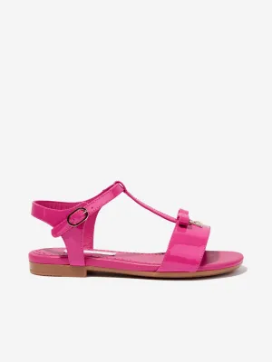 Dolce & Gabbana Girls Patent Leather Logo Sandals in Pink