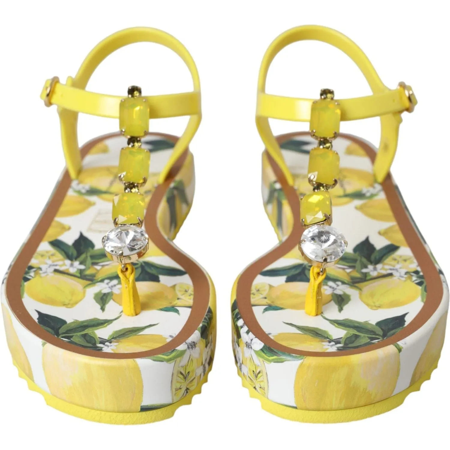 Dolce & Gabbana Yellow Lemon Beachwear Flats Sandals Shoes