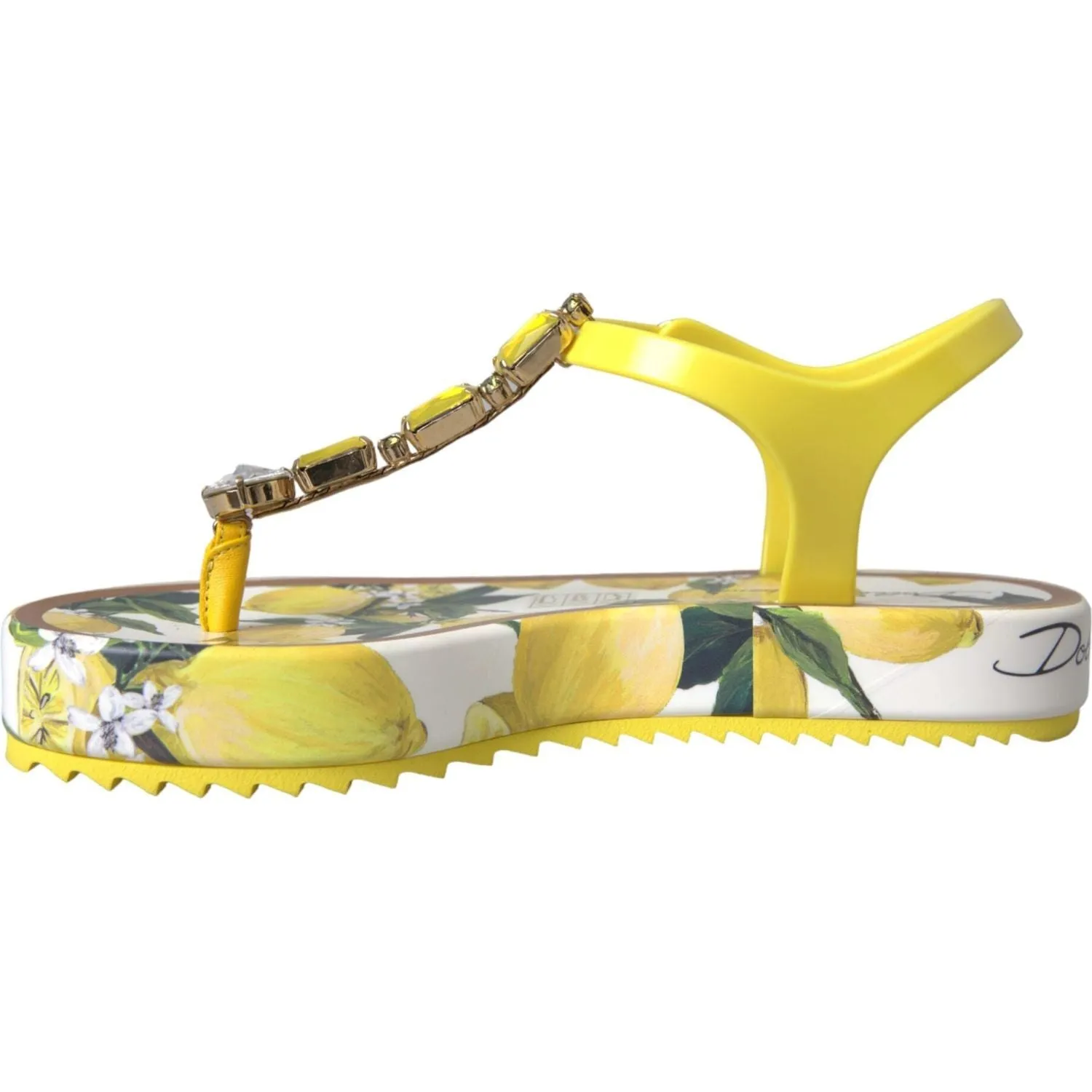 Dolce & Gabbana Yellow Lemon Beachwear Flats Sandals Shoes