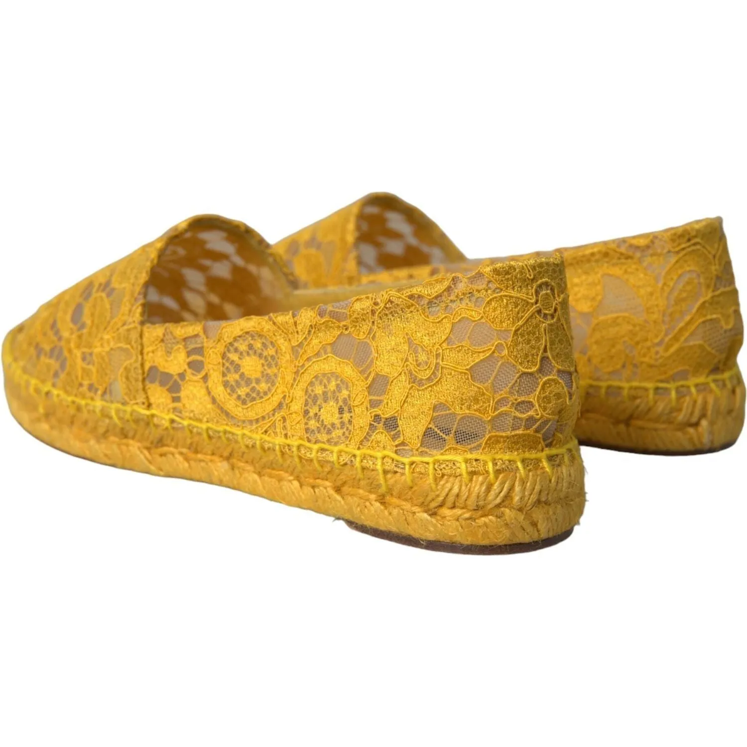 Dolce & Gabbana Yellow Taormina Lace Espadrille Loafers Flats Shoes