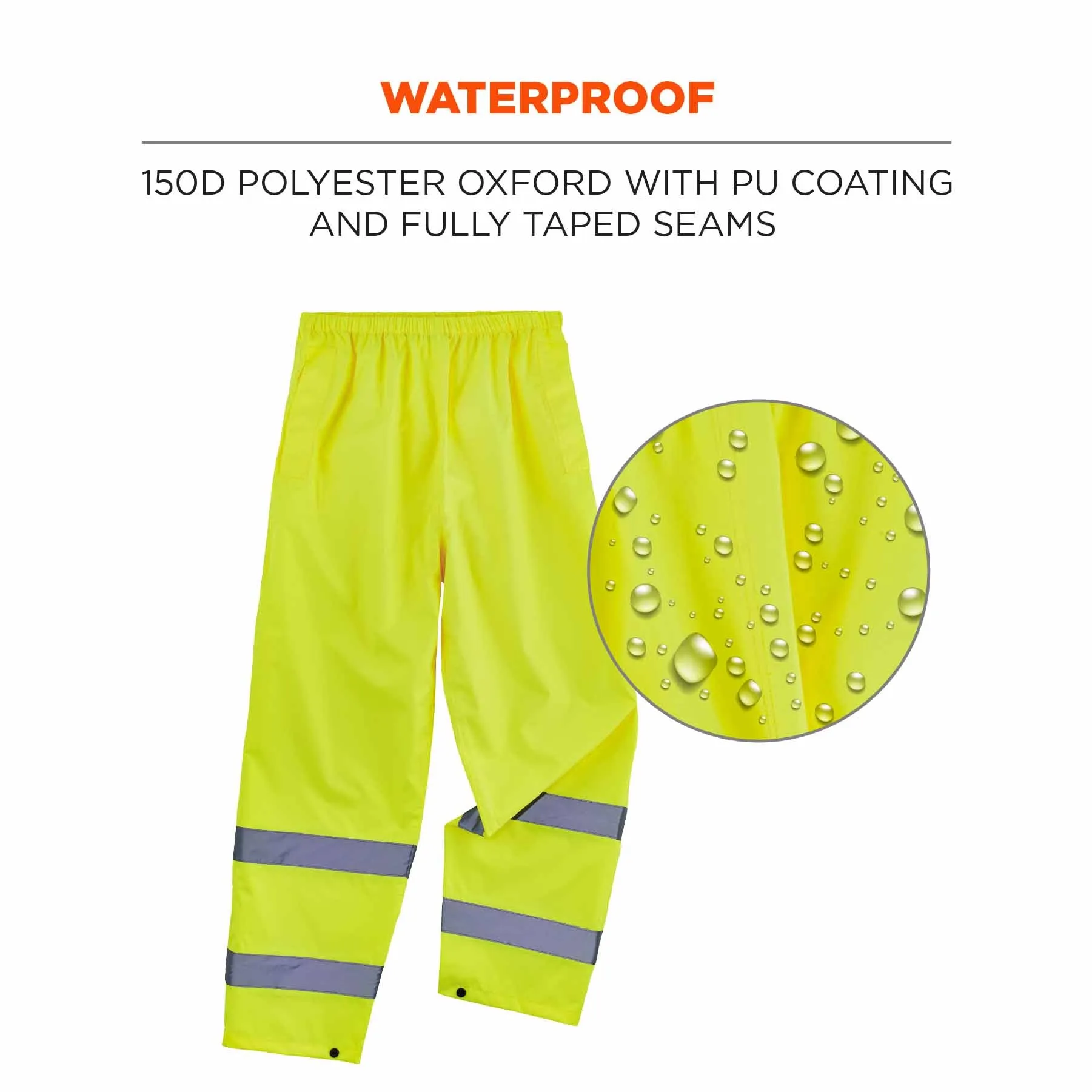 Ergodyne 25344 8916 L Lime Class E Lightweight Hi-Vis Rain Pants