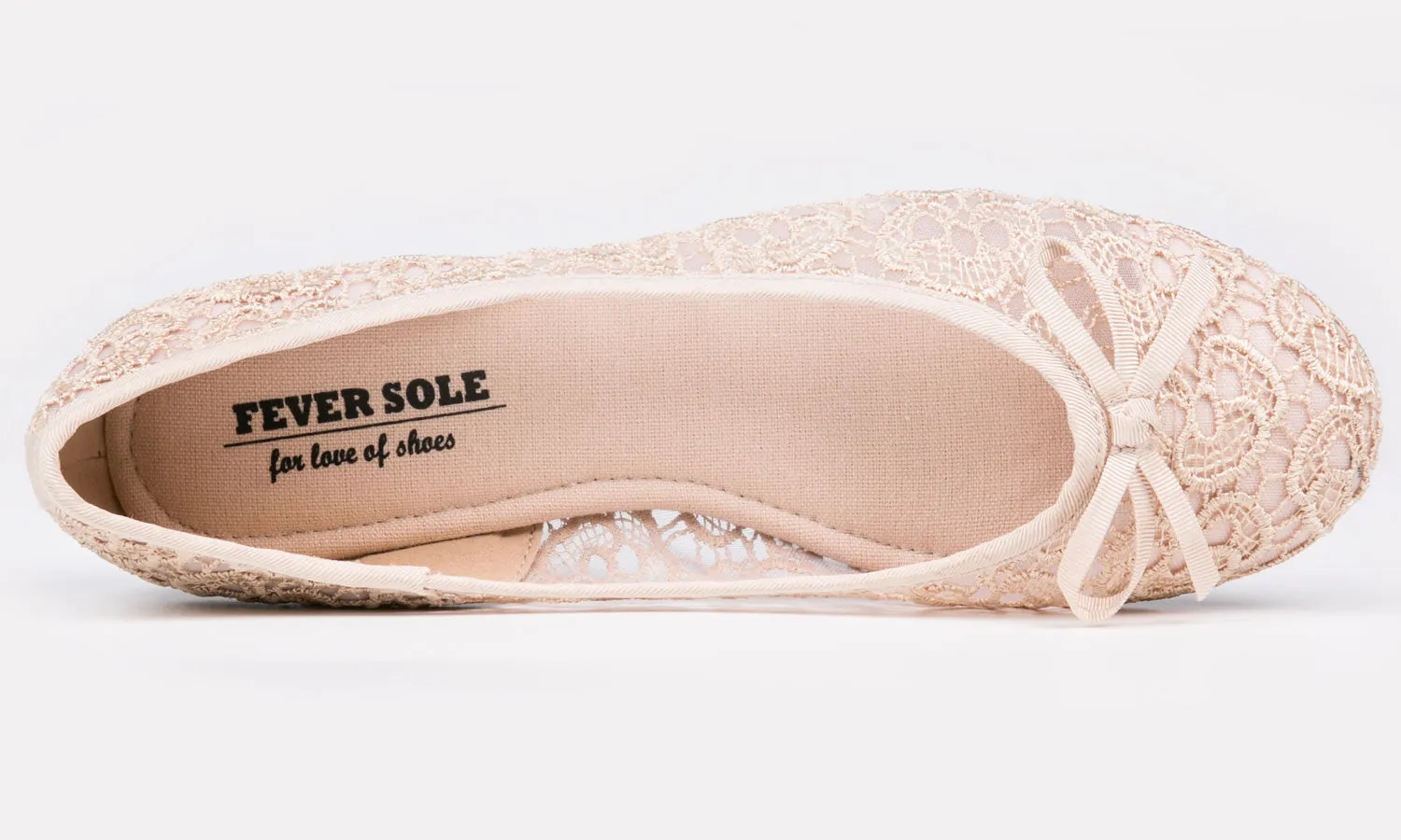 Feversole Round Toe Lace Ballet Crochet Flats Nude Women's Comfy Breathable Shoes