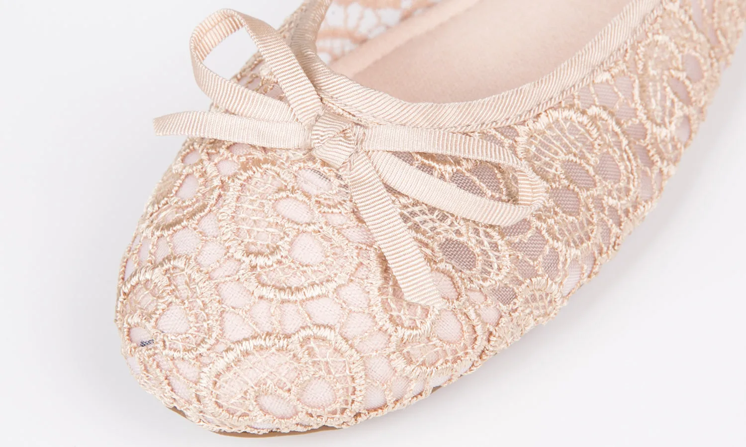 Feversole Round Toe Lace Ballet Crochet Flats Nude Women's Comfy Breathable Shoes