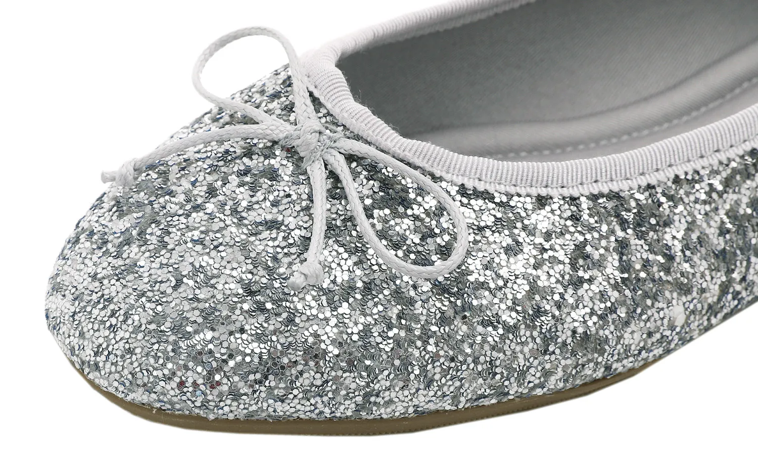 Feversole Women's Macaroon Glitter Silver Memory Foam Cushion Insock Patent Ballet Flat