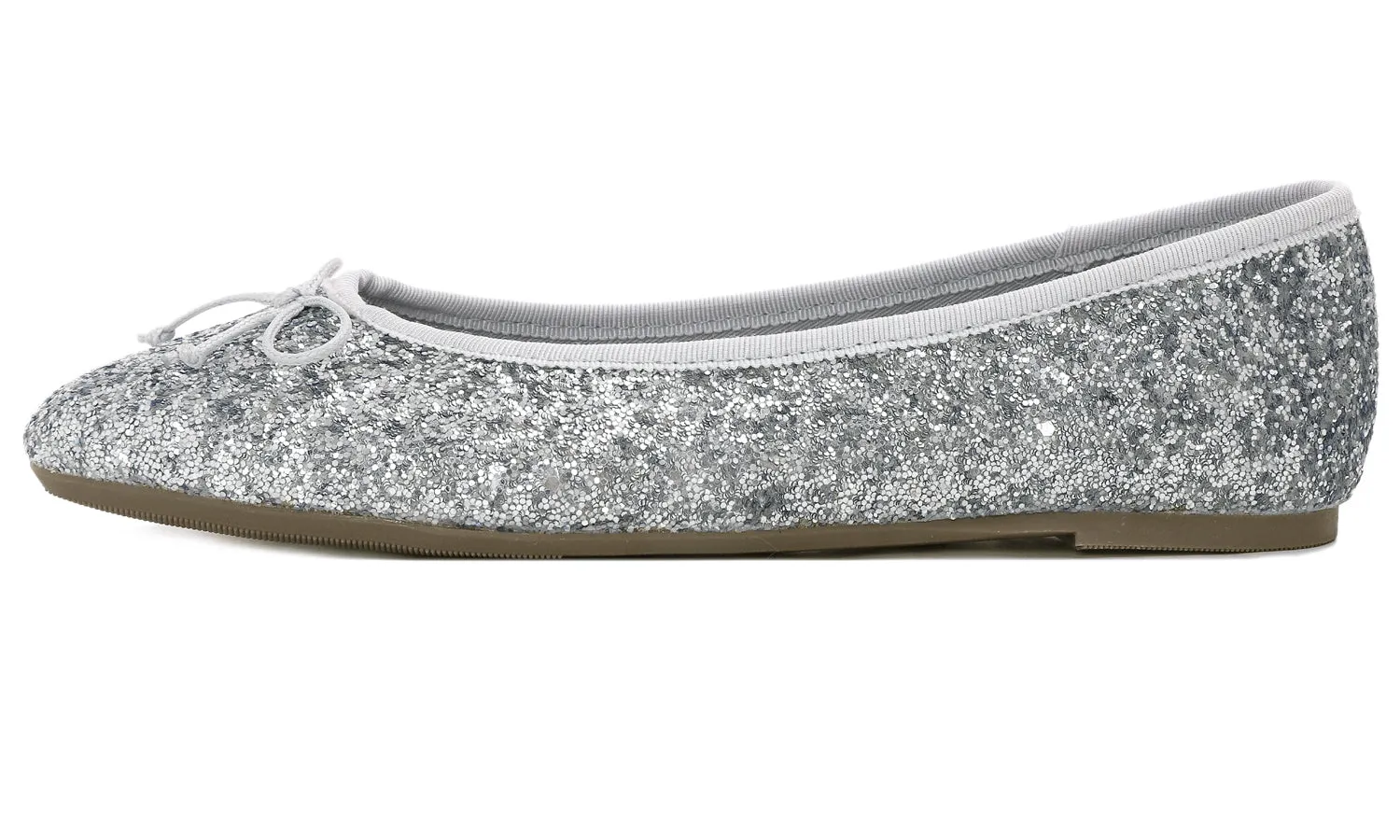 Feversole Women's Macaroon Glitter Silver Memory Foam Cushion Insock Patent Ballet Flat