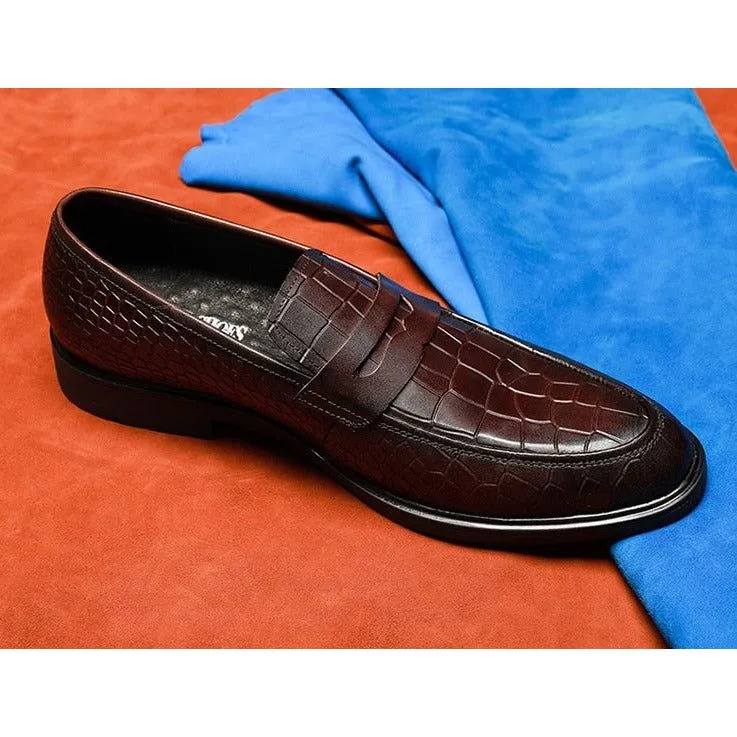 GatorLux Exotic Leather Slip-on Brogue Loafers