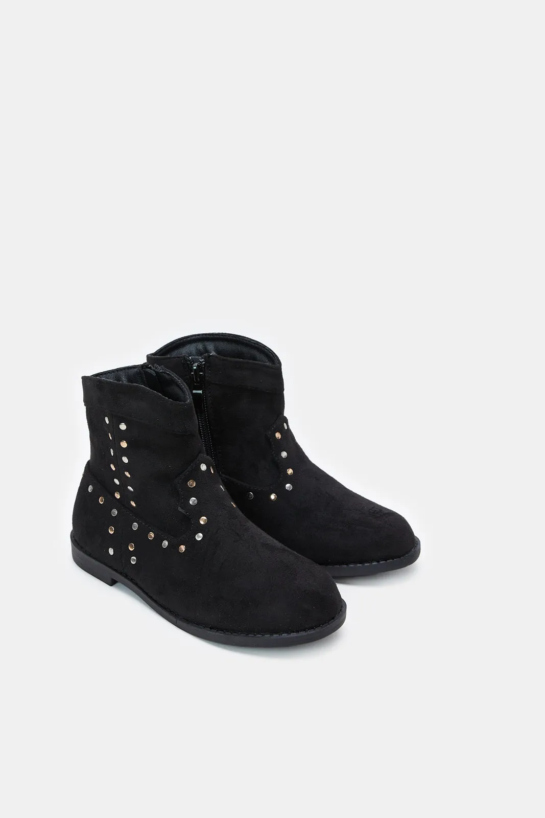 Girls Black Studded Chelsea Boots