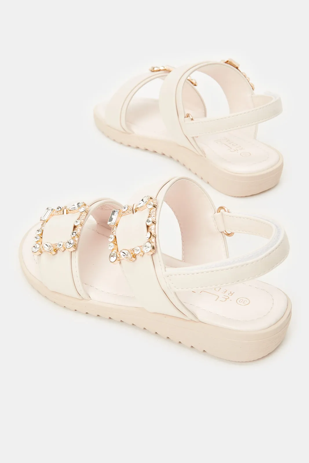 Girls Pink Diamante Sandals