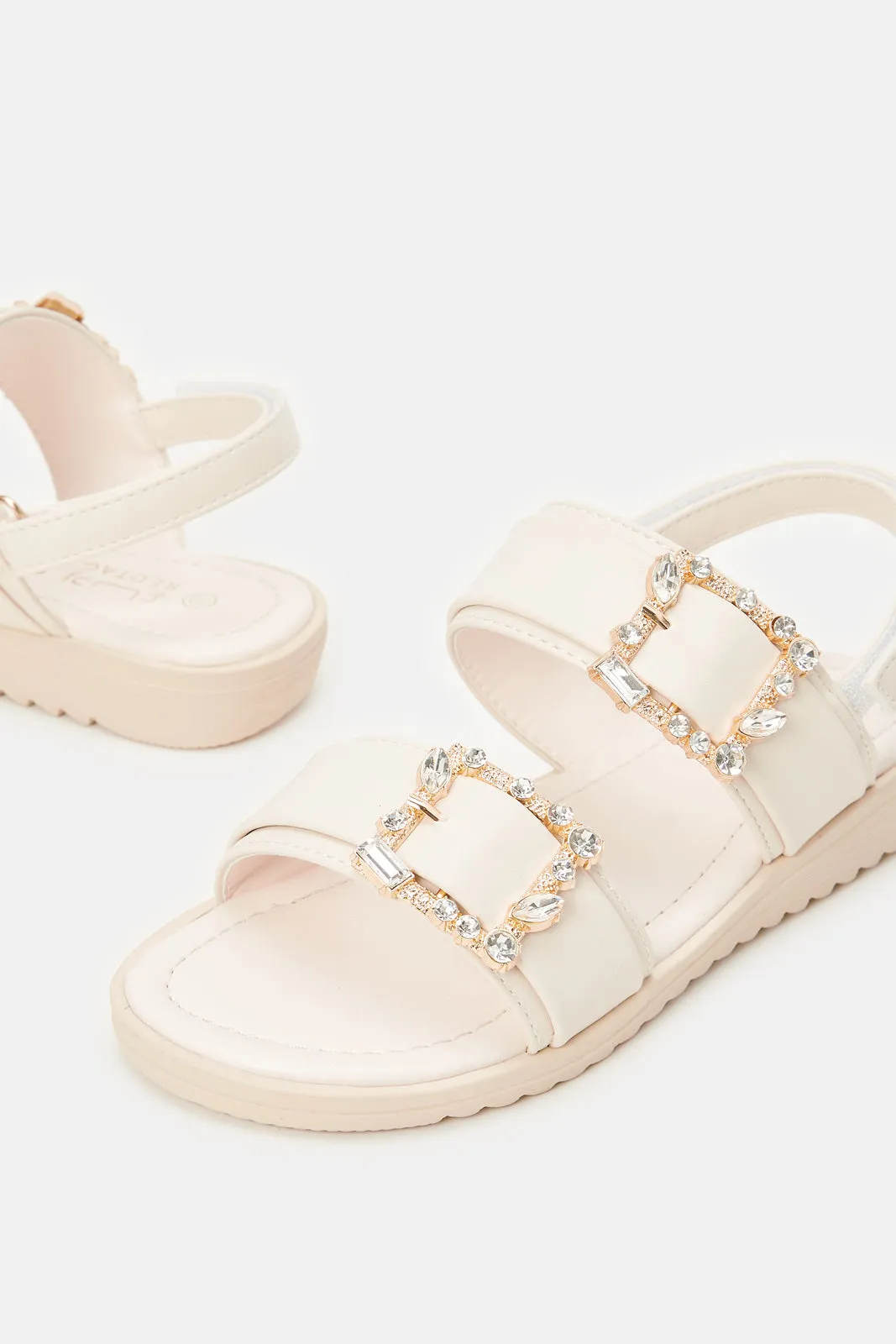 Girls Pink Diamante Sandals