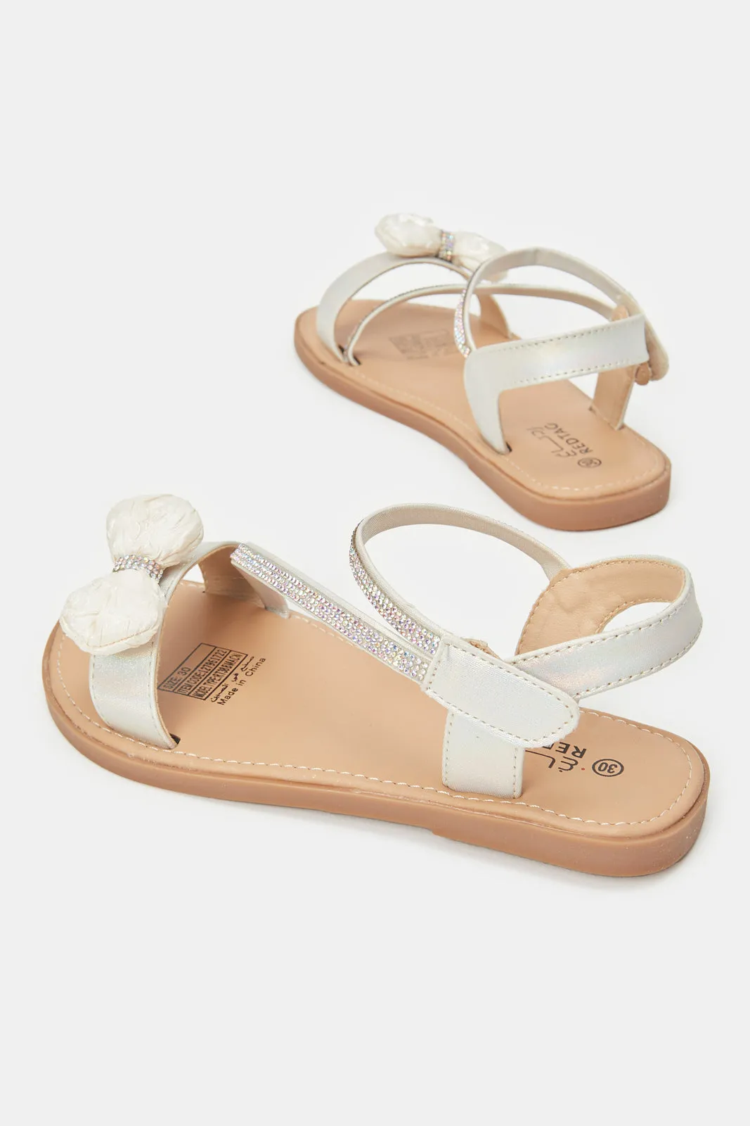 Girls White Bow Strap Sandal