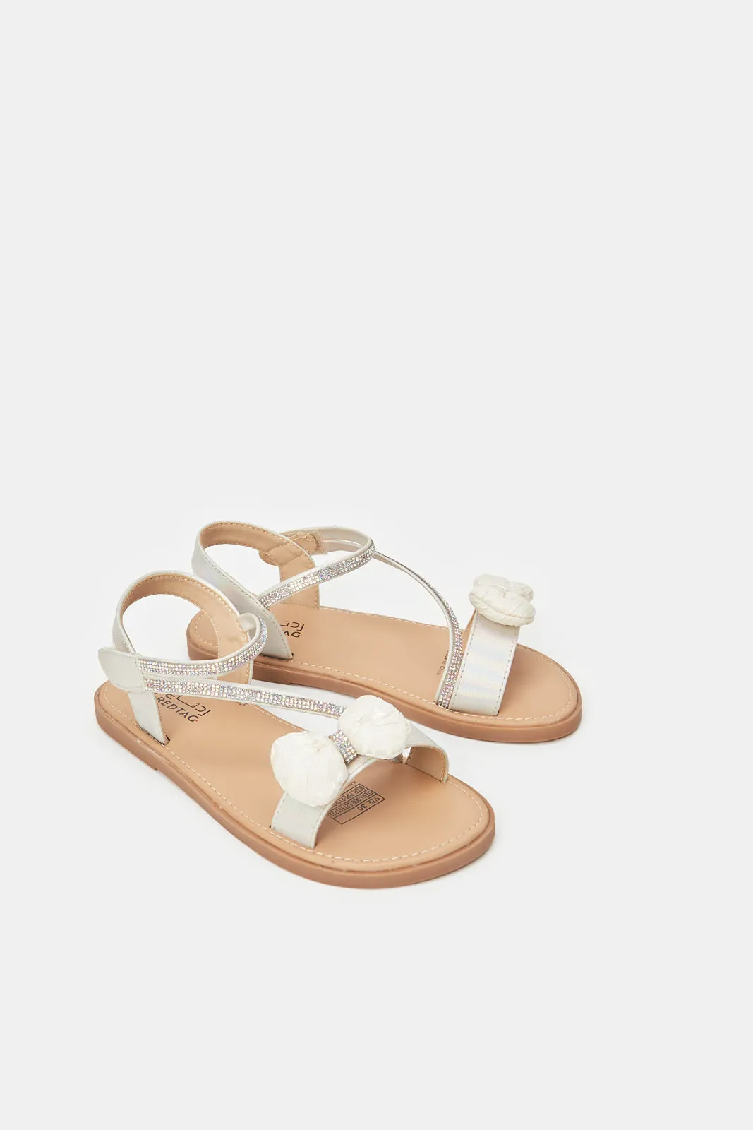 Girls White Bow Strap Sandal