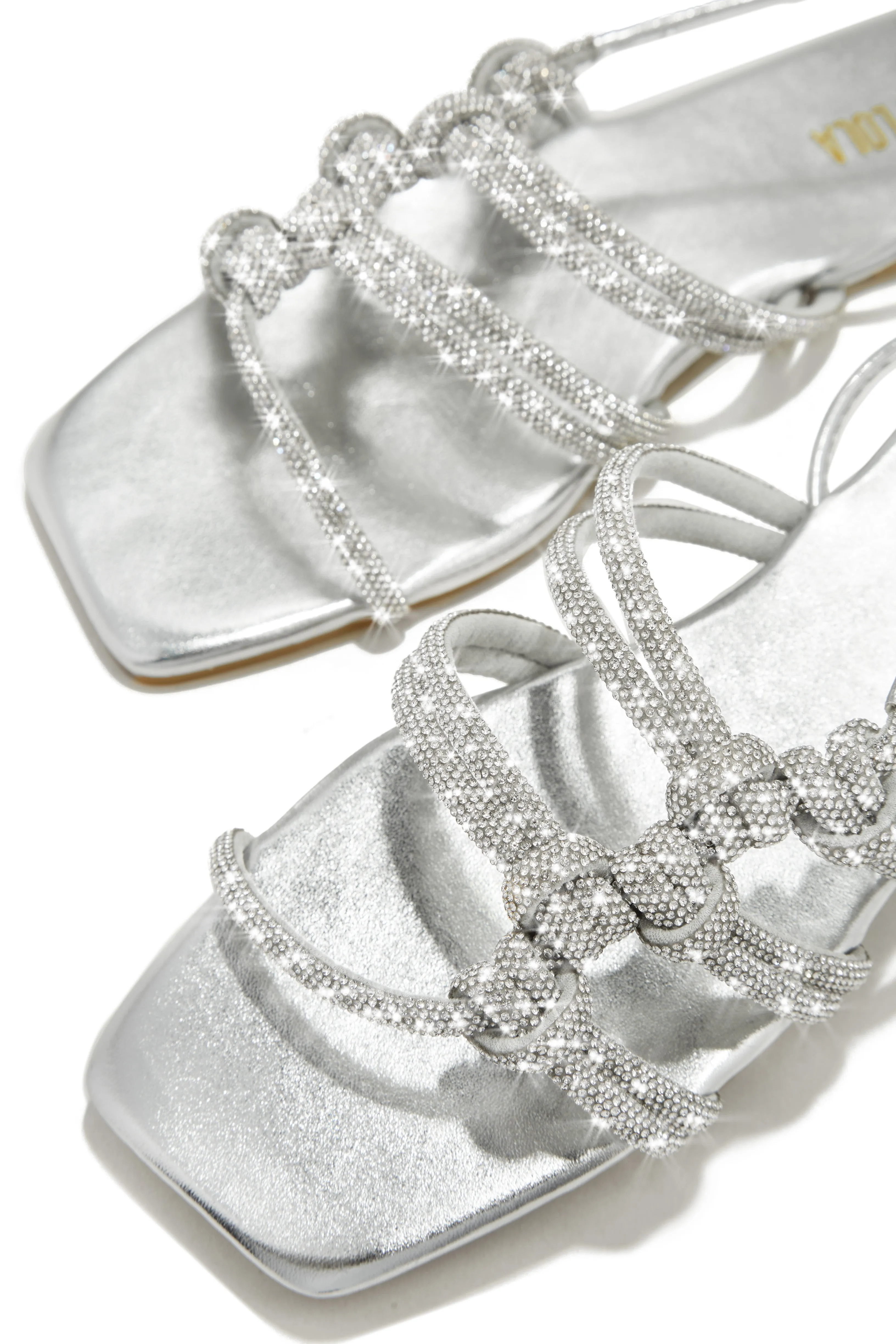 Ibiza Nights Embellished Lace Up Sandals - Silver