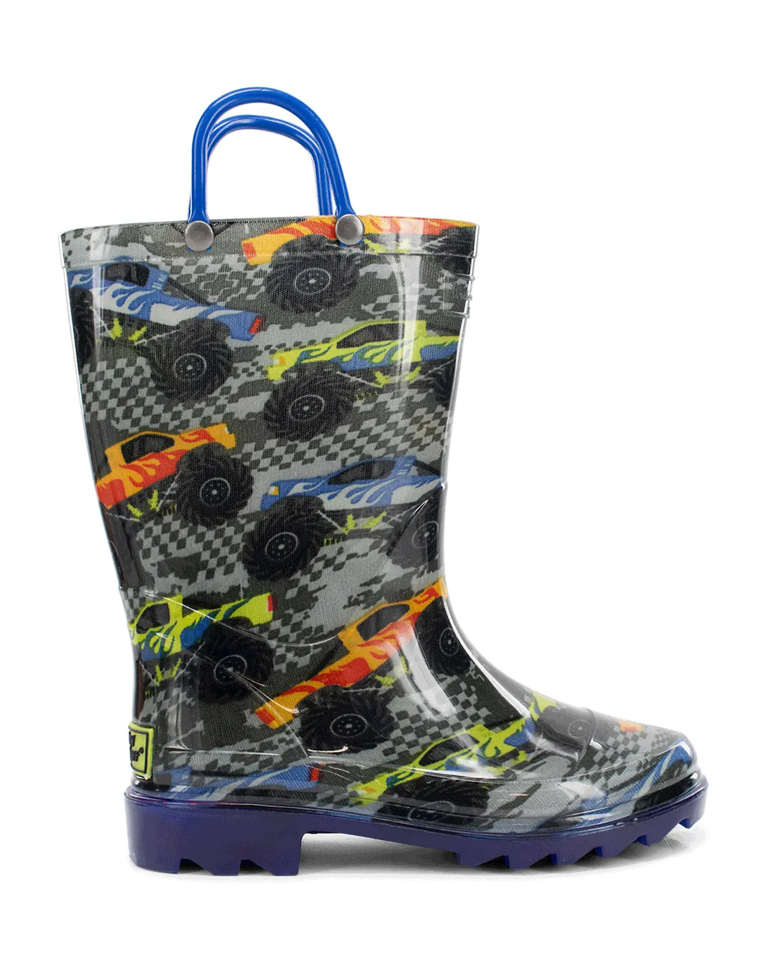 Kids Drag Race Lighted Rain Boot - Charcoal