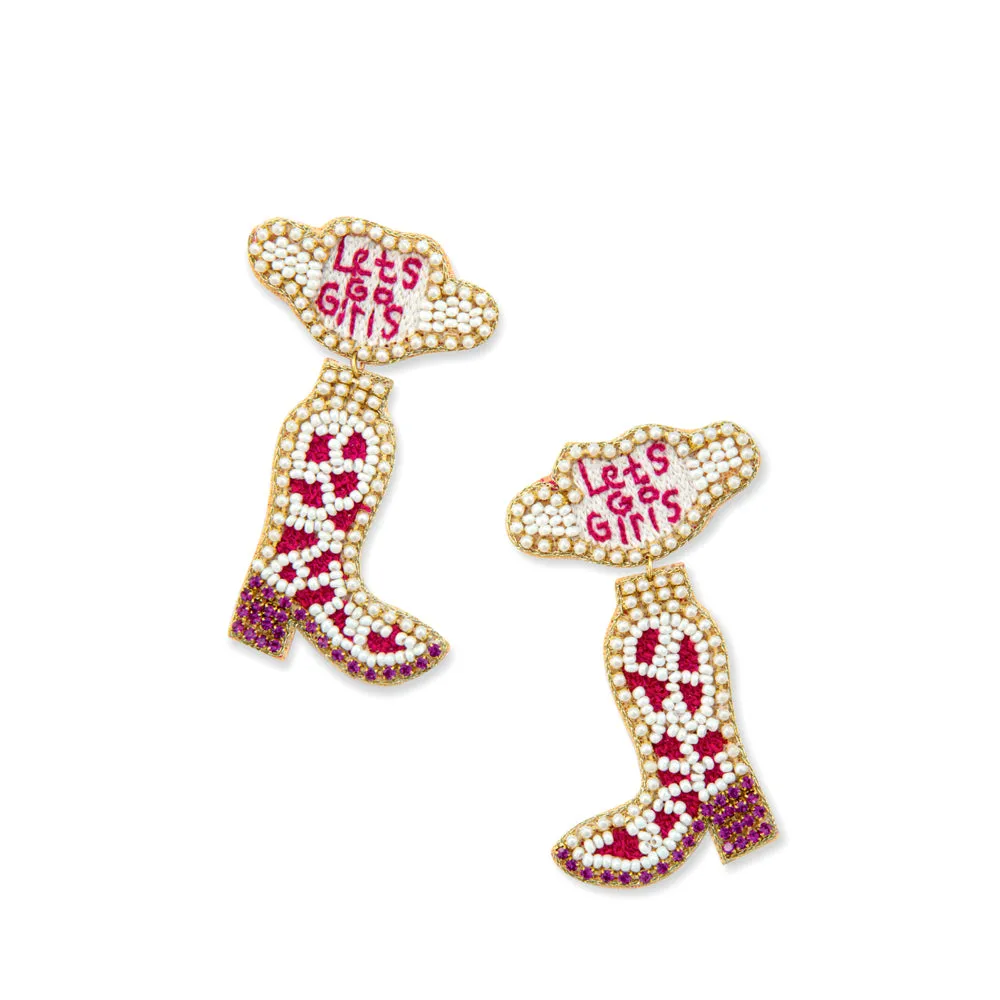 Let’s Go Girls Beaded Boot Earrings