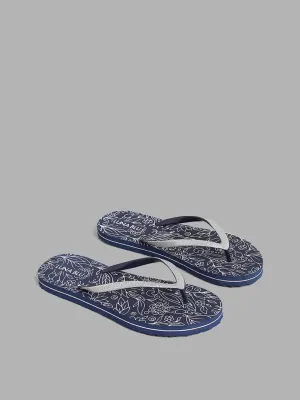 Blue Floral Luna Blue Flip Flop with Optimized Design