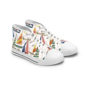 Marine Sail Boat Women's High Top Sneakers