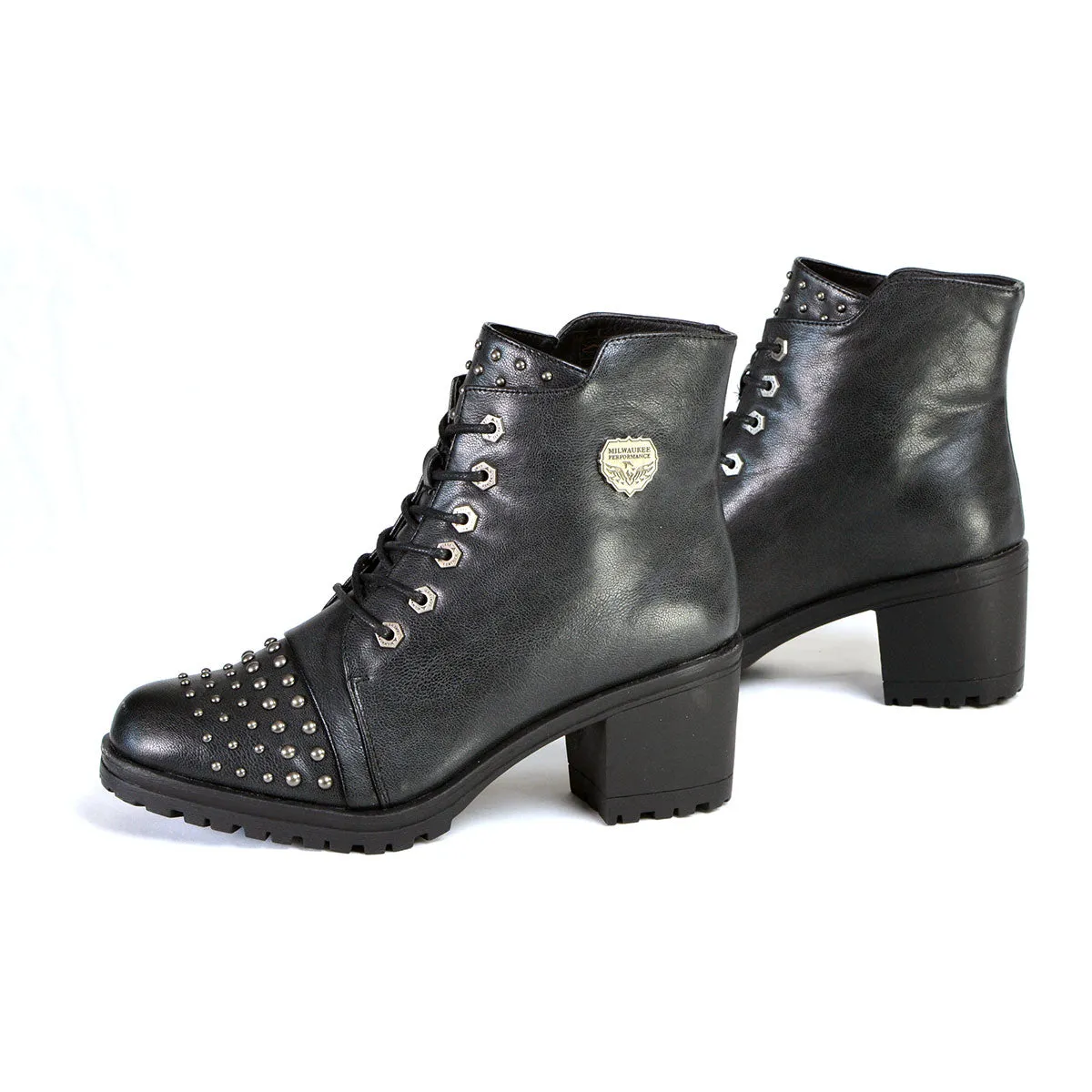 Milwaukee Leather MBL9426 Women's Distress Black Rocker Fashion Boots