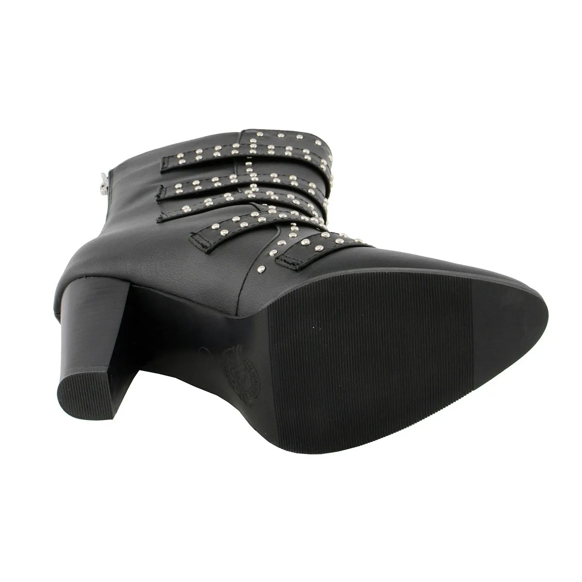 Milwaukee Performance MBL9428 Women's Black Buckle Up Boots with Studded Bling