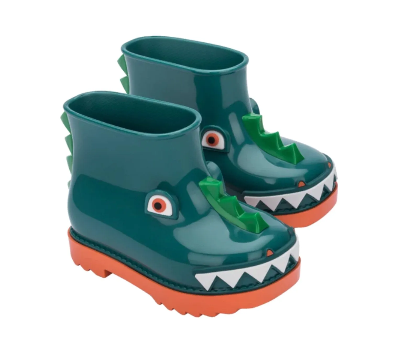 Mini Melissa Boys Orange and Green Mini Rain Boot   Fabula BB