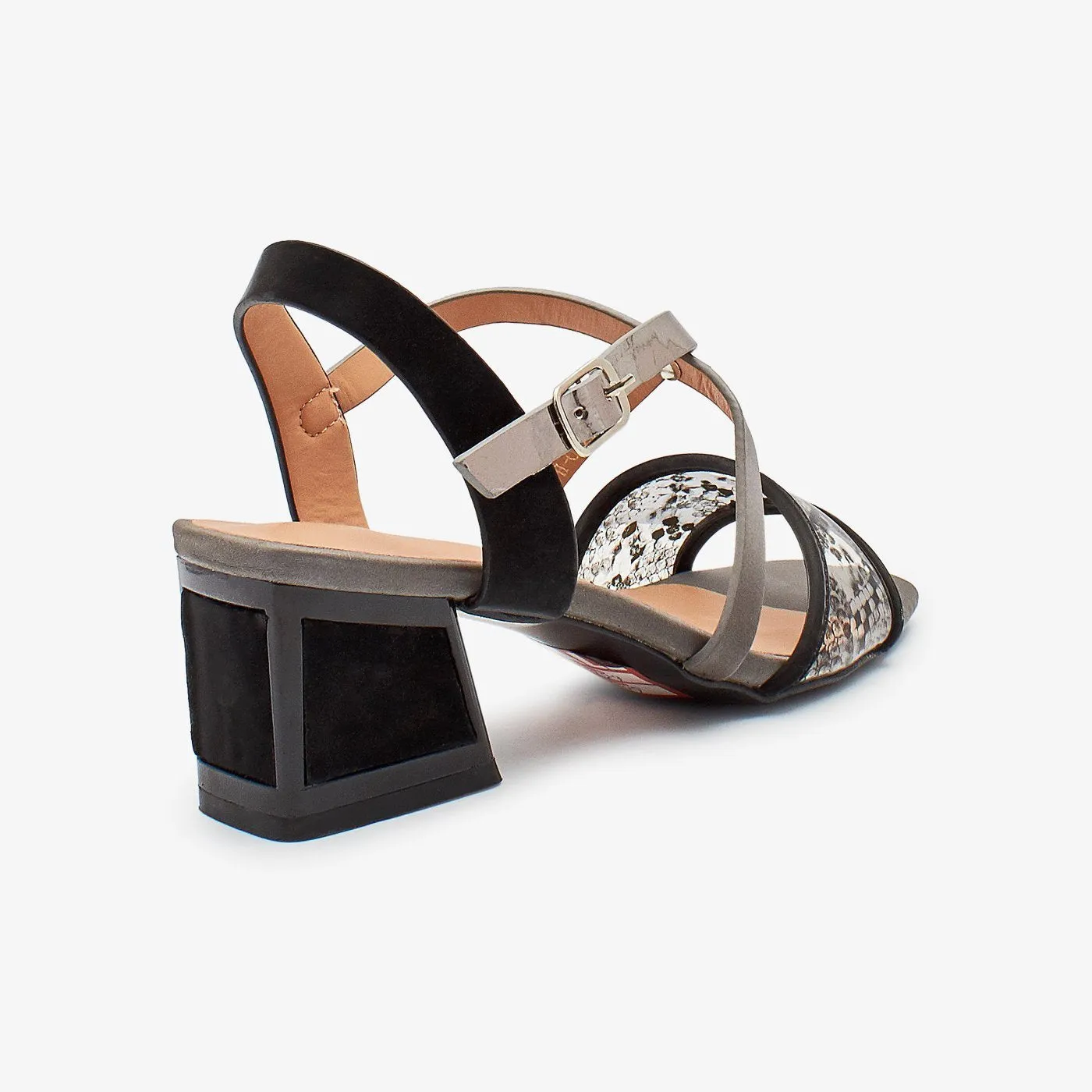 Multi Strap Block Heel Sandal