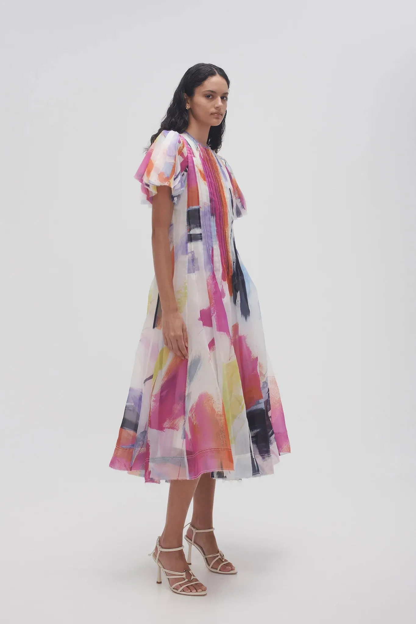 Nova Pleated Midi Abstract Print