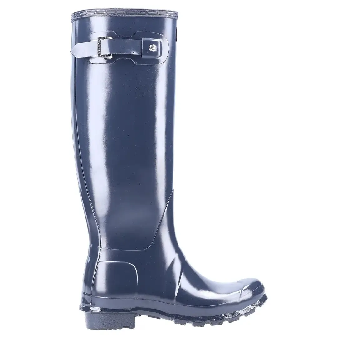 Original Tall Gloss Wellington Boots - Navy by Hunter