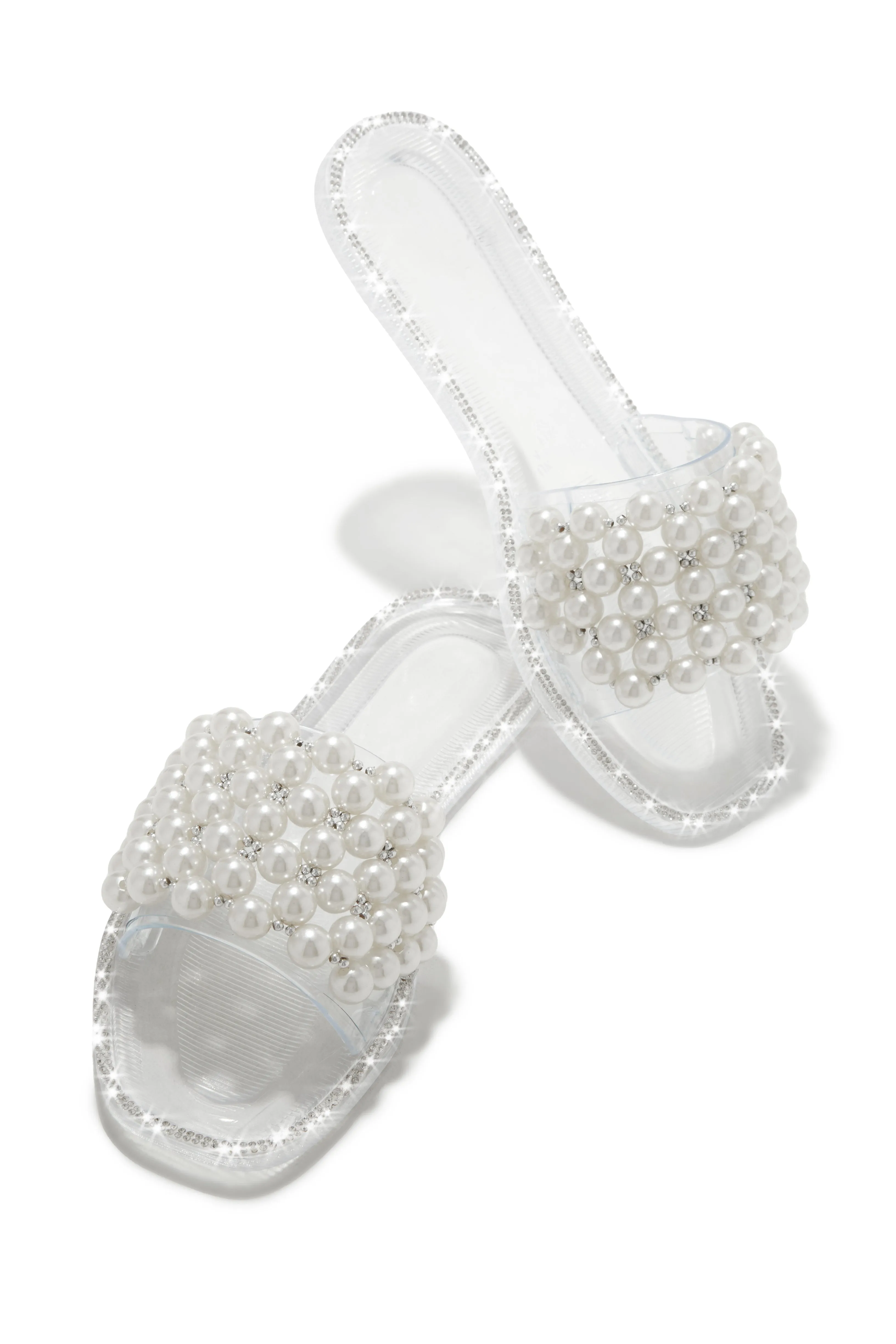 Playa Linda Embellished Jelly Slip On Sandals - Clear