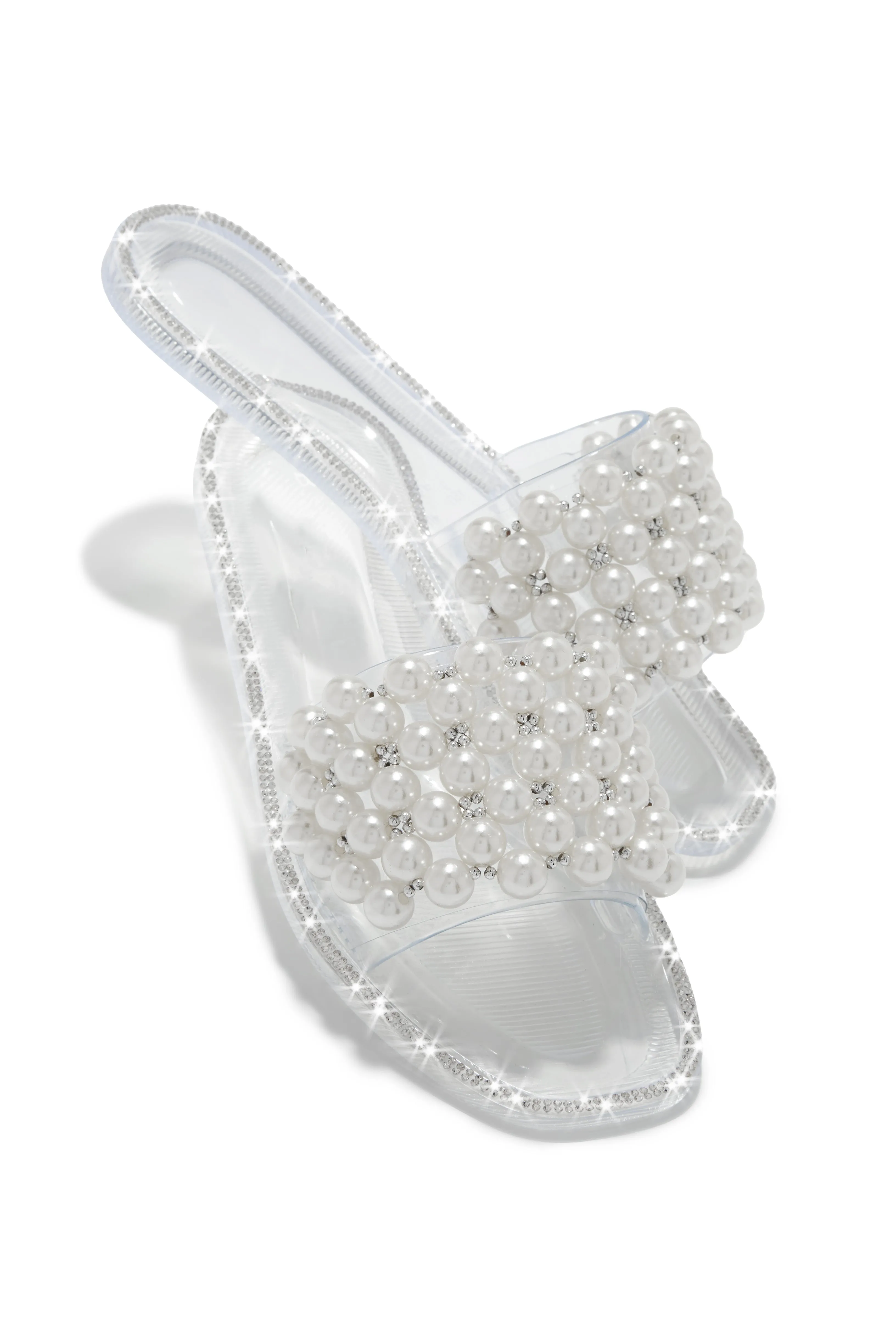 Playa Linda Embellished Jelly Slip On Sandals - Clear