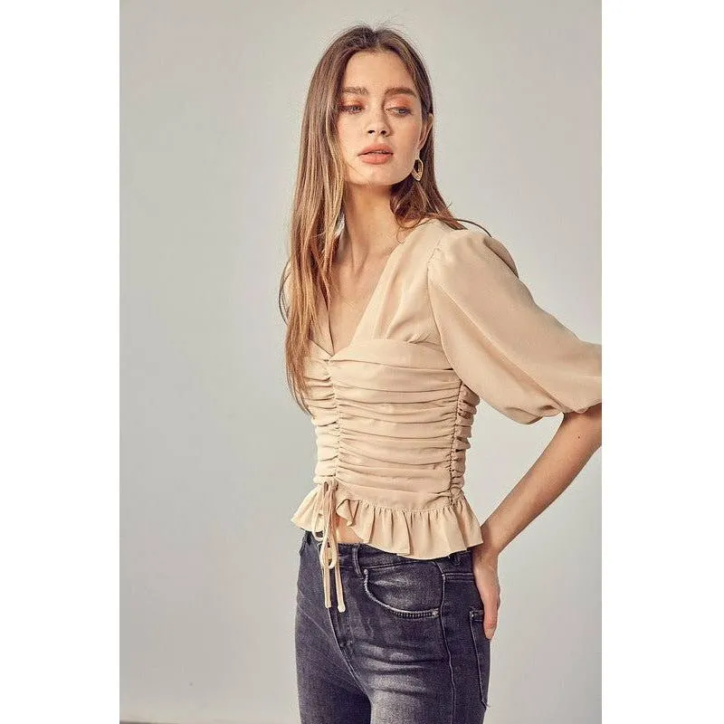 Puff Sleeve Cinched Top