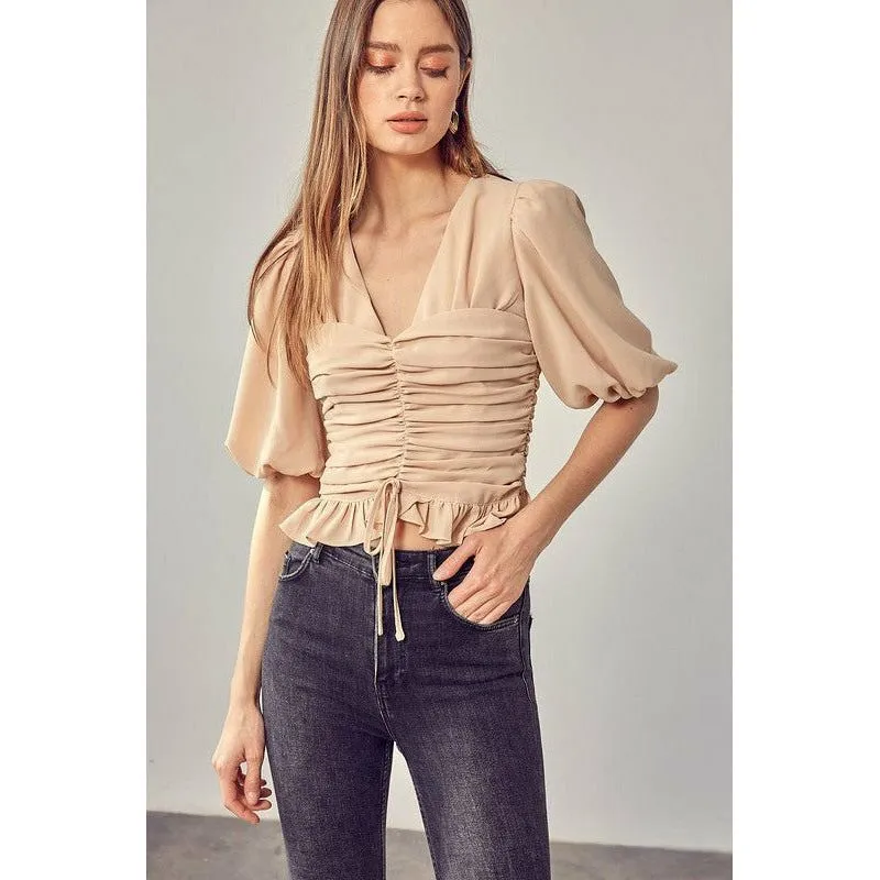 Puff Sleeve Cinched Top