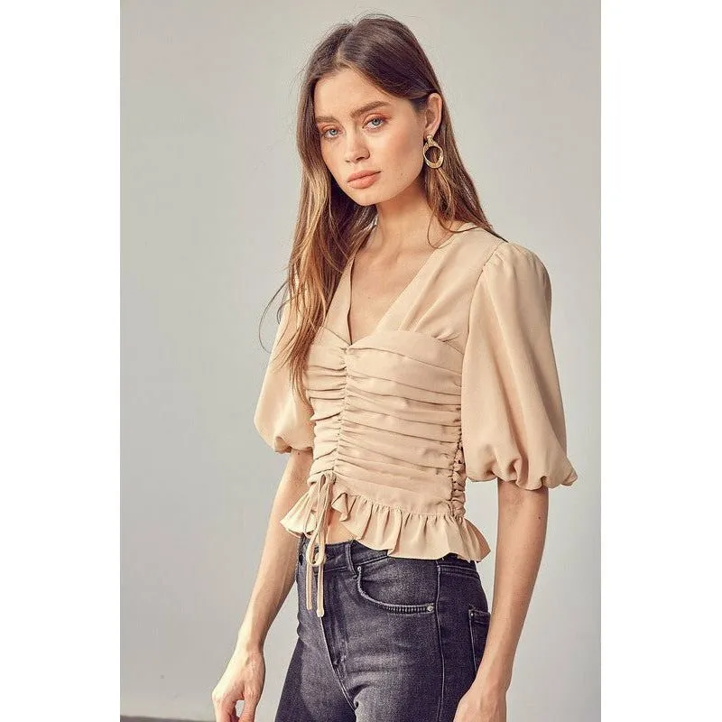 Puff Sleeve Cinched Top