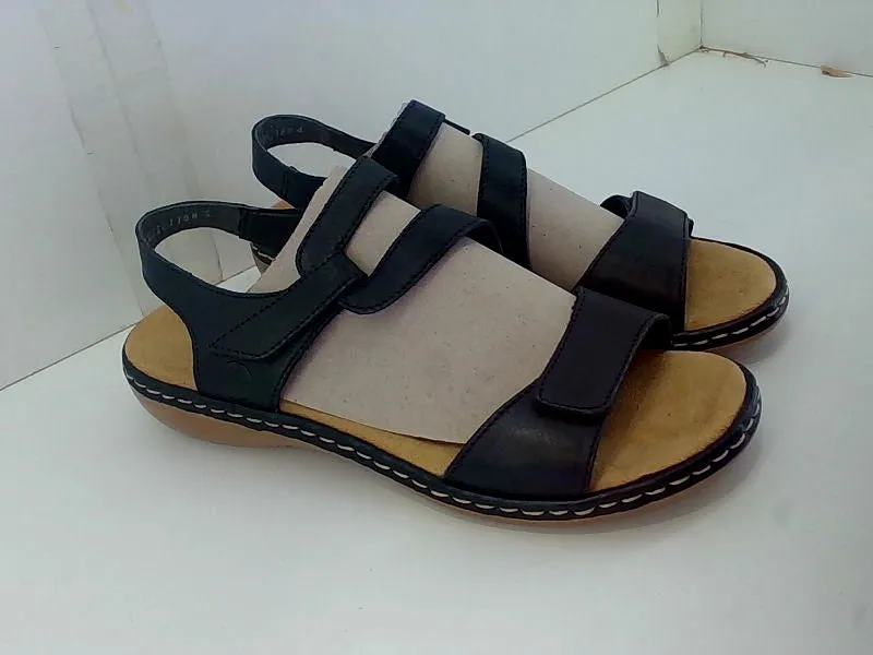 Rieker Women's Black Leather Sandals Size 8.5 Pair of Shoes