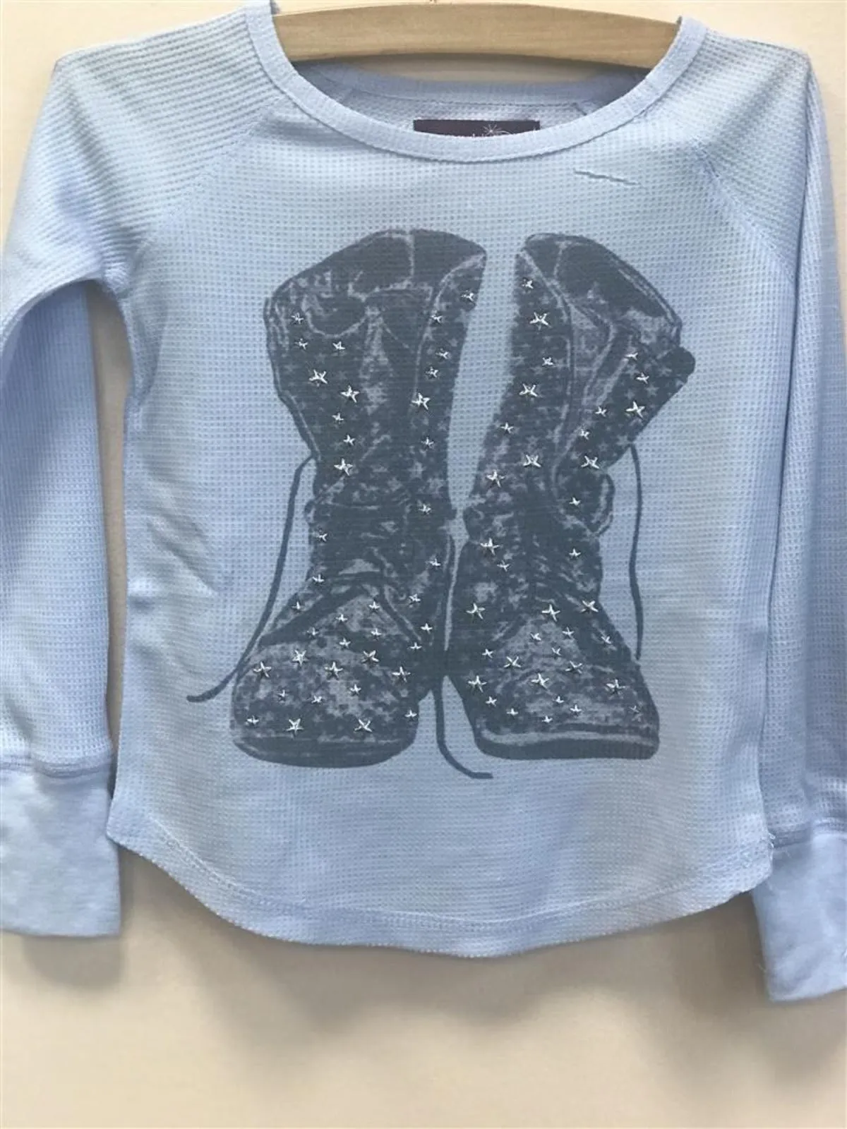 Sparkle By Stoopher Girls L/S Studded Stars on Boots Shirt