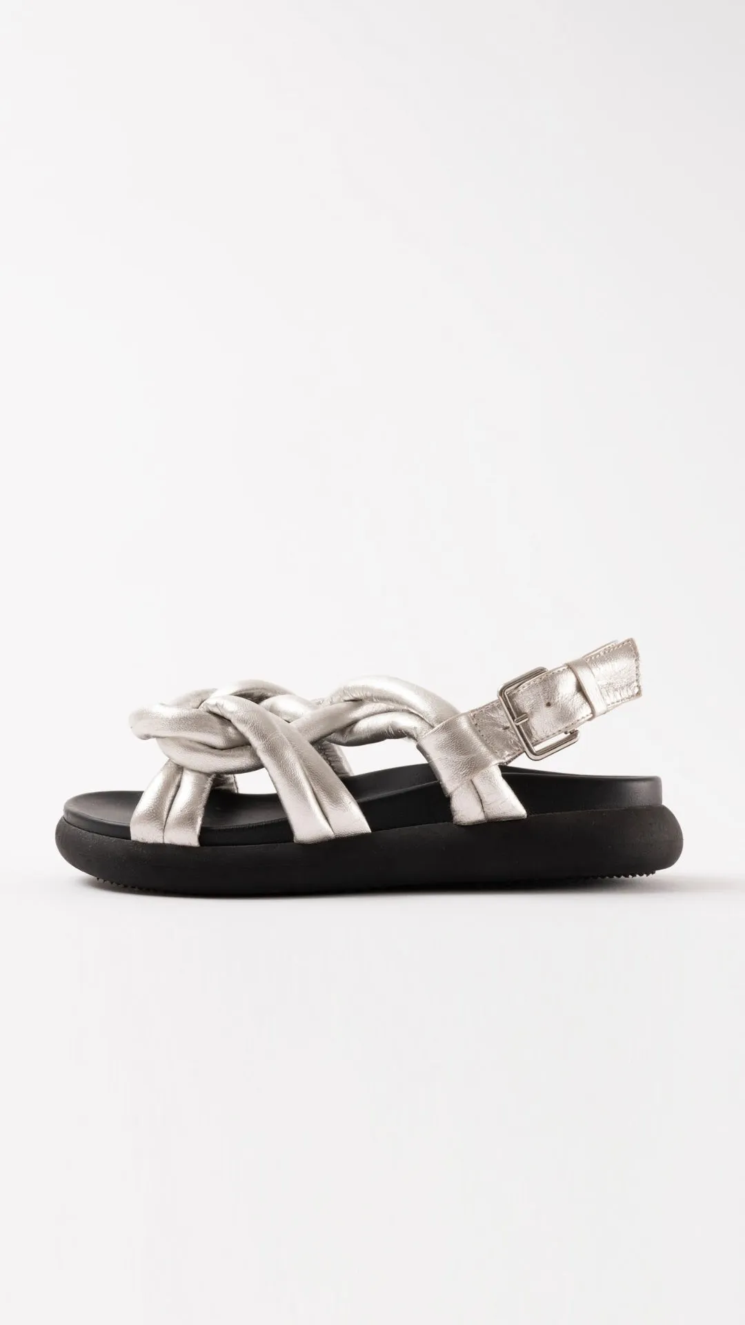 TELVA - Silver Tubular Leather Sandals