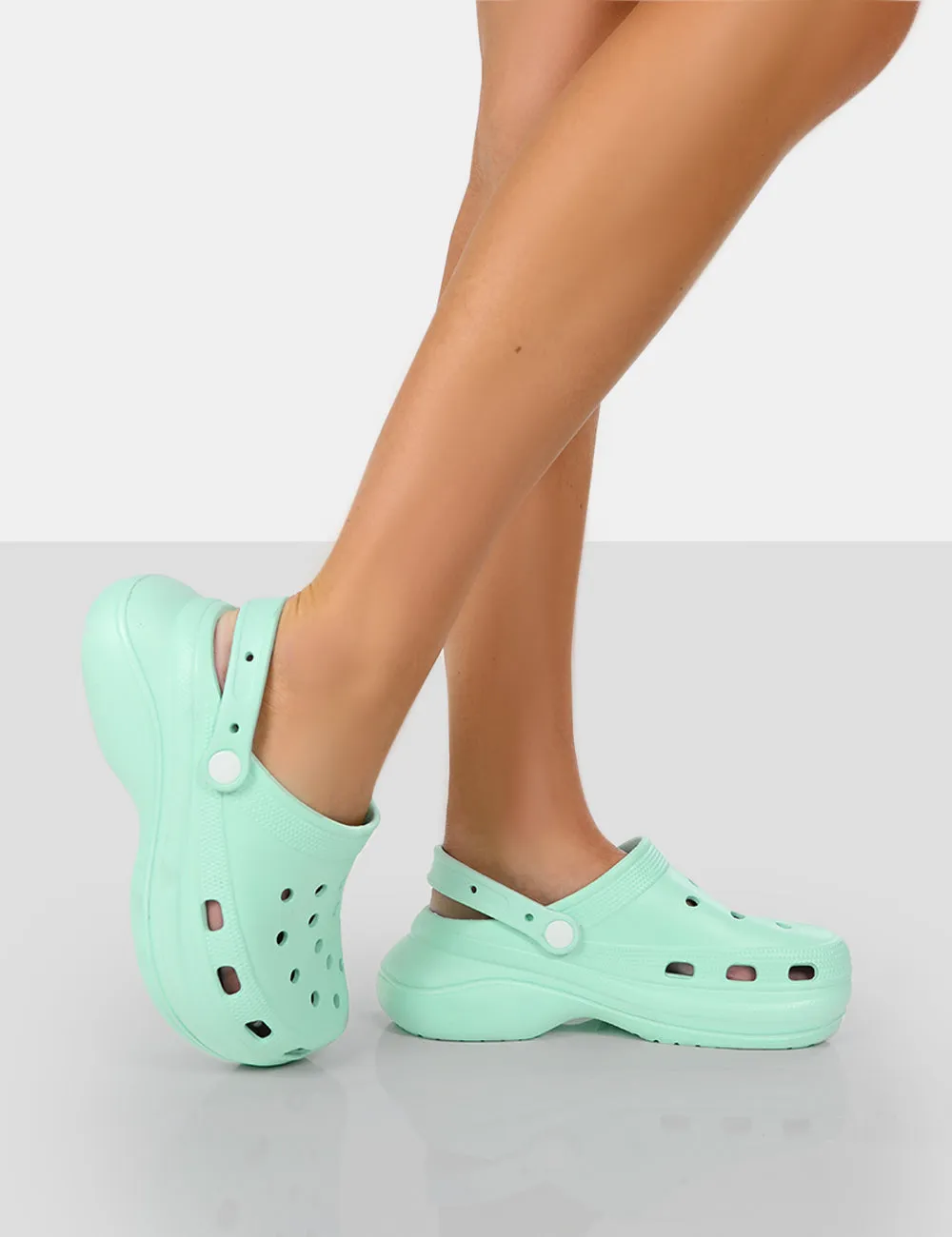 Vista Mint Green Rubber Platform Clog Sandals