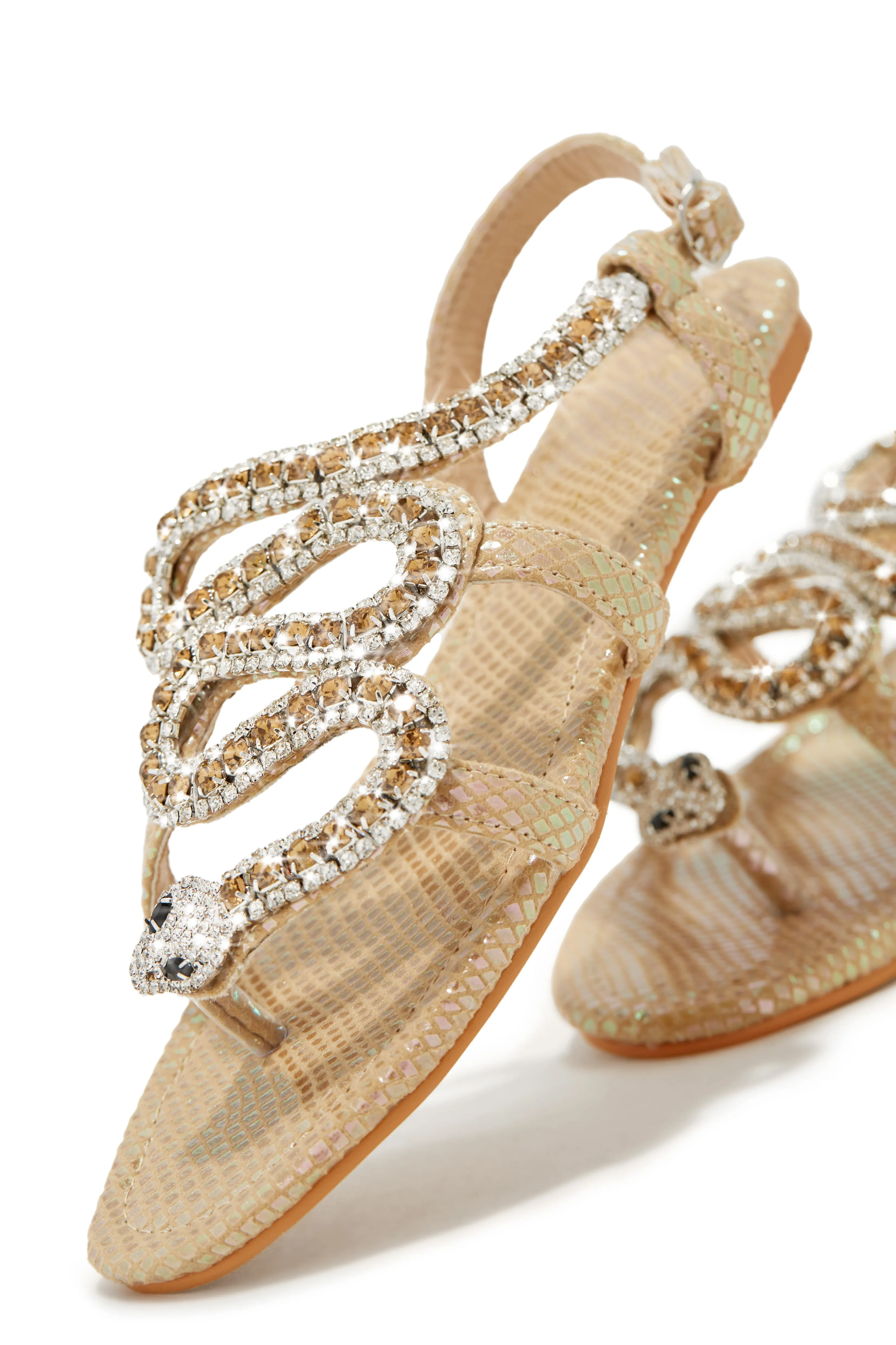 Wild One Snake Embellished Sandals - Gold