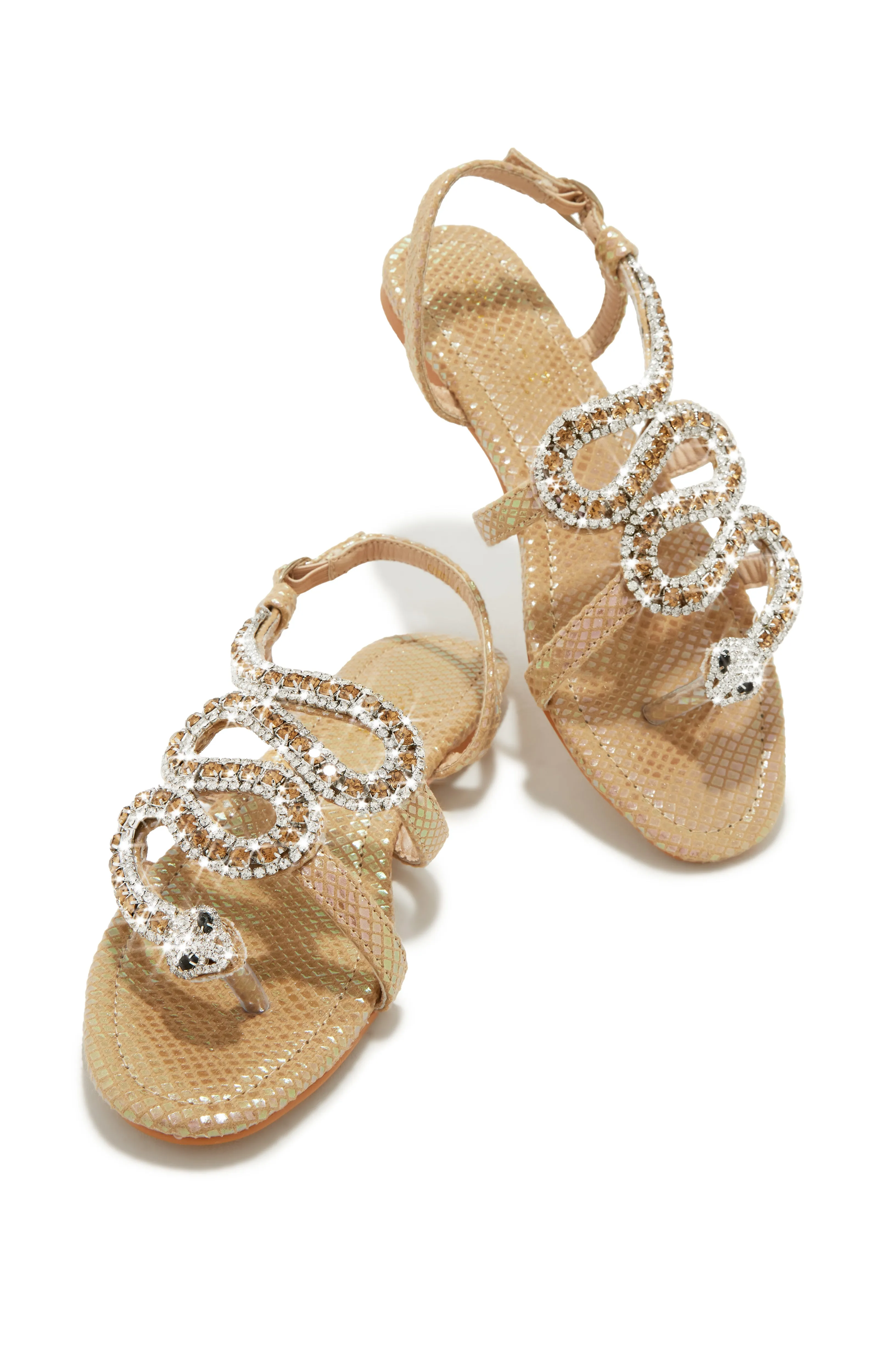 Wild One Snake Embellished Sandals - Gold