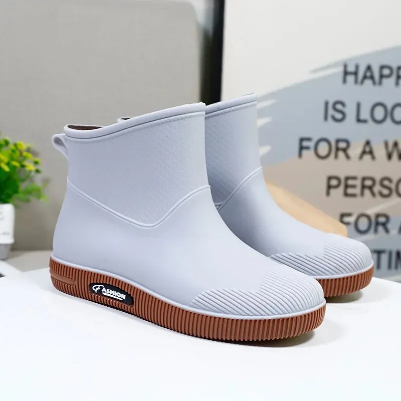 Women Rain Boots Adult Short Tube Water Shoes Ladies Plus Velvet Rain Boots - WRB50154