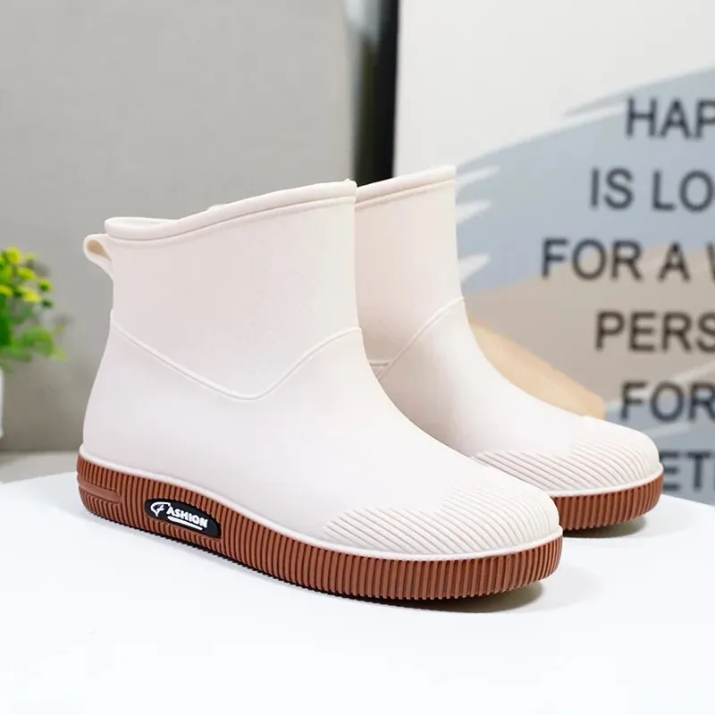 Women Rain Boots Adult Short Tube Water Shoes Ladies Plus Velvet Rain Boots - WRB50154