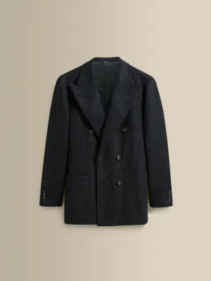 Wool Unstructured Double Breasted Peak Lapel Jacket