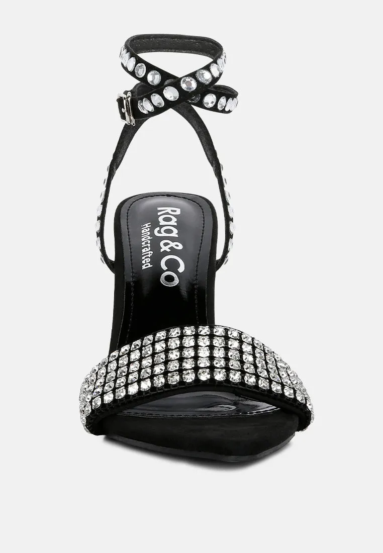 ZURIN Black Diamante Embellished Stiletto Sandals